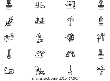 Spring icon pack collection is a vector illustration with editable stroke.