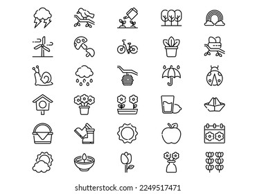 Spring Icon Pack With Outline Style Simple