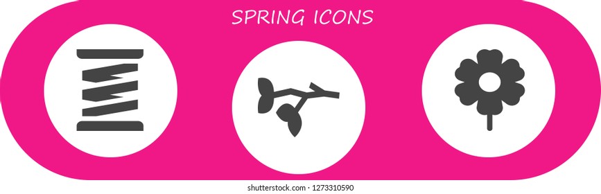 spring icon set. 3 filled spring icons. Simple modern icons about  - Spring, Branch, Flower
