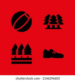 spring icon set with beach ball, shoe and forest vector icons for web and graphic design