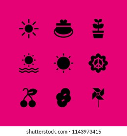 spring icon set with cherry, pinwheel and plant vector icons for web and graphic design