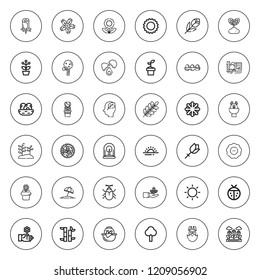Spring icon set. collection of 36 outline spring icons with bamboo, beetle, branch, easter bunny, easter egg, easter eggs, flower pot, flower, egg, eggs icons. editable icons.
