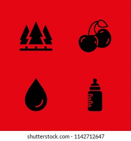 spring icon set. droplet, forest and feeder vector icon for graphic design and web