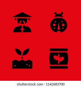 spring icon set. fertilizer, sprout and chinese vector icon for graphic design and web