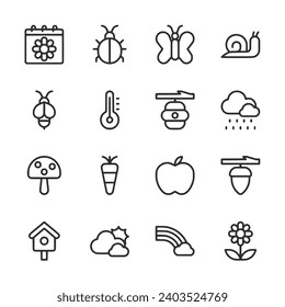 Spring icon set isolated on white