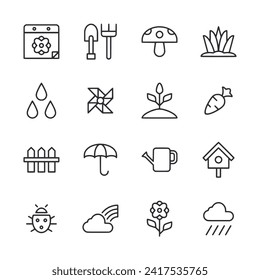 spring icon set isolated on white