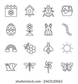 spring icon set isolated on white