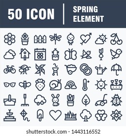Spring icon set, outline style