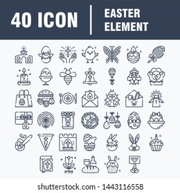 Spring icon set, outline style
