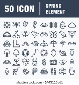 Spring icon set, outline style