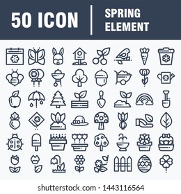 Spring icon set, outline style