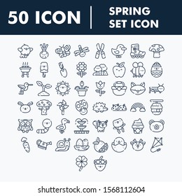 Spring icon set, outline style