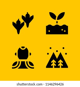 spring icon set with sprout, forest and hawaiian vector icons for web and graphic design
