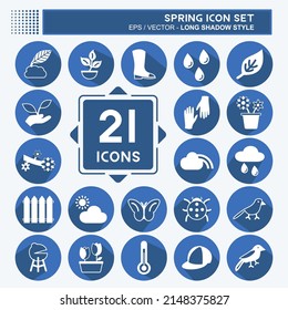 Spring Icon Set. suitable for Spring symbol. long shadow style. simple design editable. design template vector. simple symbol illustration