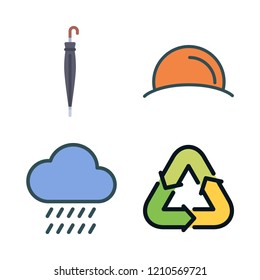 spring icon set. vector set about sunset, ecologism, rain and umbrella icons set.