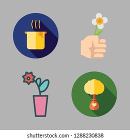 spring icon set. vector set about flower, pot and ecologism icons set.