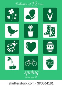 Spring icon set. Vector illustration.