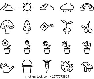 Spring icon set - weather, plant, flowers, garden, fruits