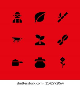 spring icon set. wheelbarrow, pot and icelandic vector icon for graphic design and web