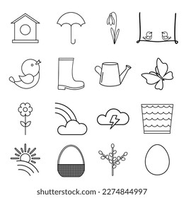 Spring icon vector set. Easter illustration sign collectoin. Spring symbol or logo.