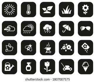 Spring Icons Black & White Flat Design Set Big
