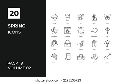 Spring icons collection. Set contains such Icons as animals, backpack, bee, more 