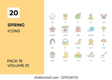 Spring icons collection. Set contains such Icons as animals, backpack, bee, more 