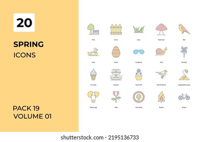 Spring icons collection. Set contains such Icons as animals, backpack, bee, more 