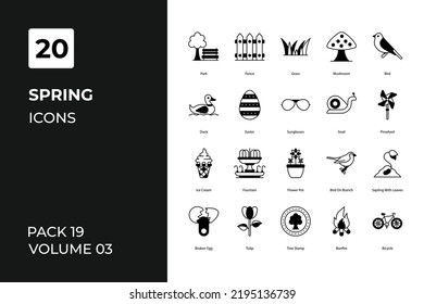 Spring icons collection. Set contains such Icons as animals, backpack, bee, more 