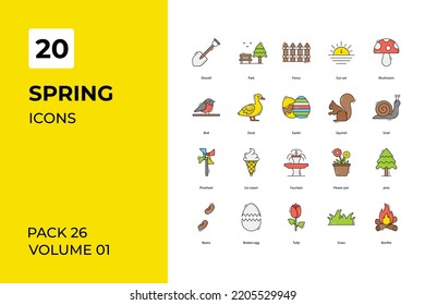 Spring icons collection. Set vector line with elements for mobile concepts and web apps. Collection modern icons.