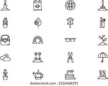 Spring icons collection is a vector illustration with editable stroke.