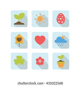 spring icons, flast design
