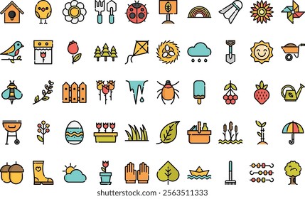 Spring icons High-Quality Vector Icons Collection with Editable Stroke. Ideal for Professional and Creative Projects.