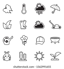 Spring Icons. Line With Fill Design. Vector Illustration.