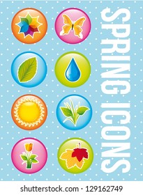 spring icons over blue background. vector illustration