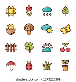 Spring icons pack. Isolated spring symbols collection. Graphic icons element