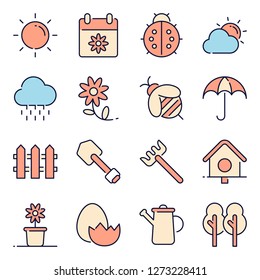 Spring icons pack. Isolated spring symbols collection. Graphic icons element