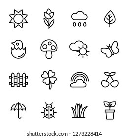 Spring icons pack. Isolated spring symbols collection. Graphic icons element