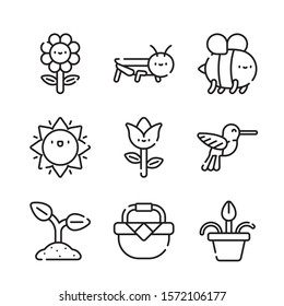 Spring icons pack. Isolated spring symbols collection. Graphic icons element