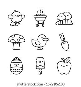 Spring icons pack. Isolated spring symbols collection. Graphic icons element