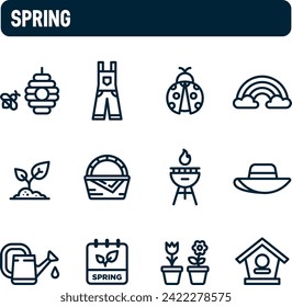 Spring icons. Spring season vector set. Nature and life. Outline icon design.