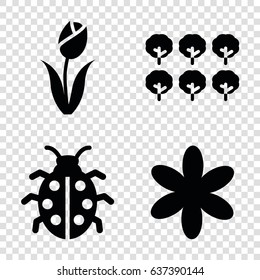 Spring icons set. set of 4 spring filled icons such as tree, flower