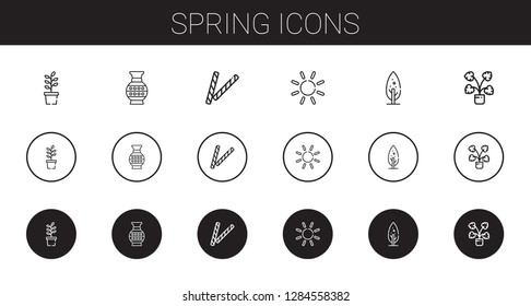 spring icons set. Collection of spring with plant, vase, decorative, sun, tree. Editable and scalable spring icons.