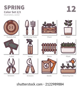 Spring icons set, Color, vector and illustration set 2