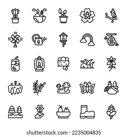 spring icons set illustration vector graphic