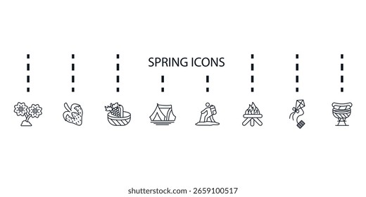 spring  icons set isolated on White Background Flat style design