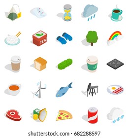 Spring icons set. Isometric set of 25 spring vector icons for web isolated on white background