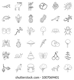 Spring icons set. Outline style of 36 spring vector icons for web isolated on white background