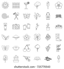 Spring icons set. Outline style of 36 spring vector icons for web isolated on white background