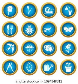 Spring icons set. Simple illustration of 16 spring vector icons for web